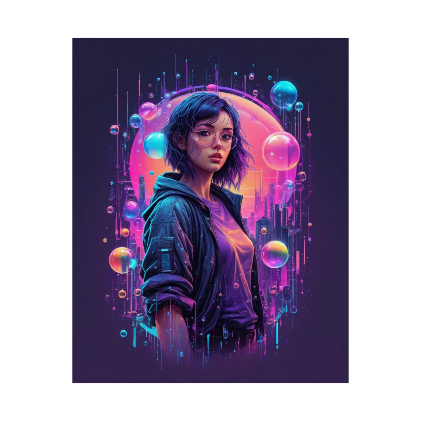 Vertical Posters - Bubble City Vibrant Futuristic Magical Design