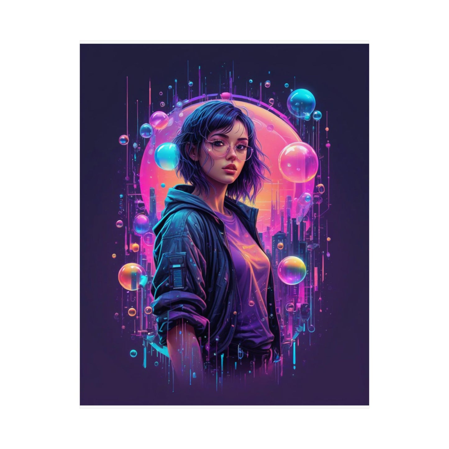 Vertical Posters - Bubble City Vibrant Futuristic Magical Design
