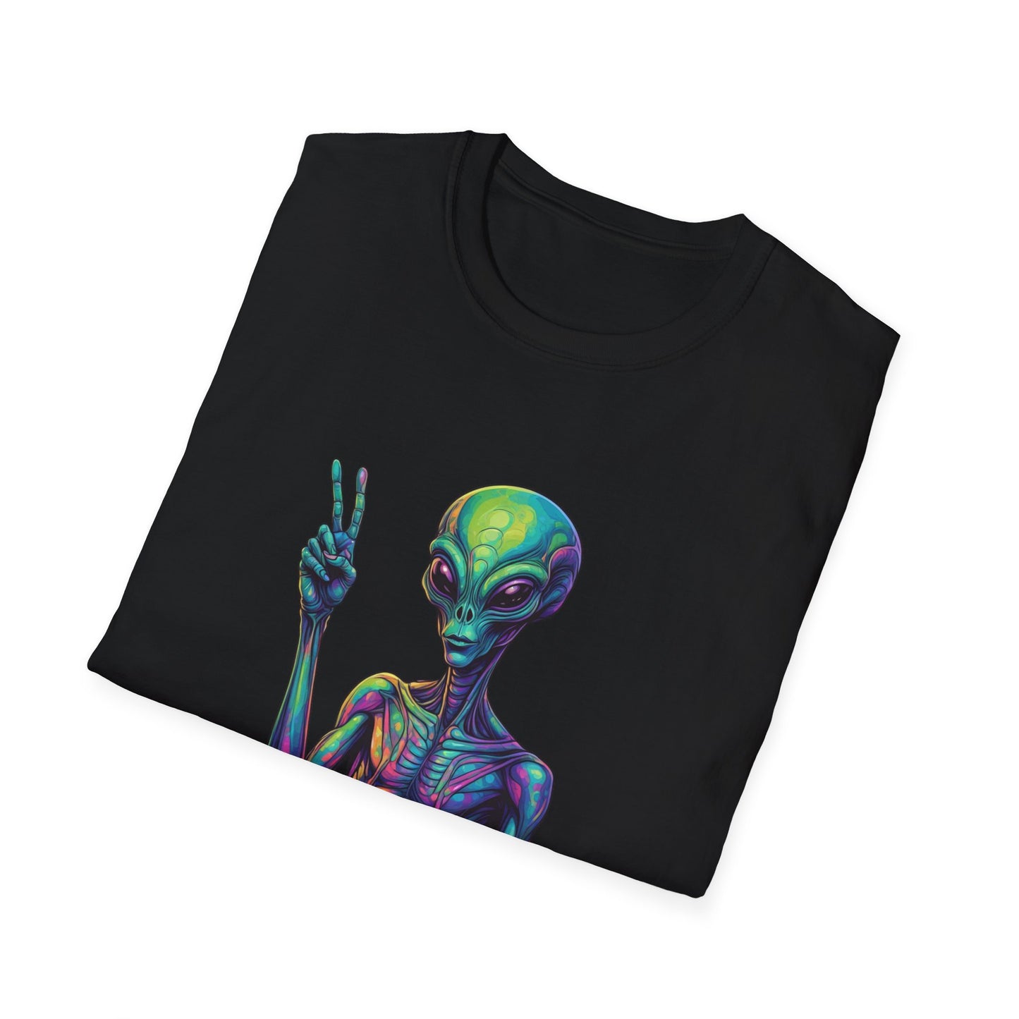 Colorful Alien Graphic Unisex T-Shirt, Retro Tee for UFO Lovers, Space Aesthetic Shirt, Cute Gift for Sci-Fi Fans, Fun Casual Wear