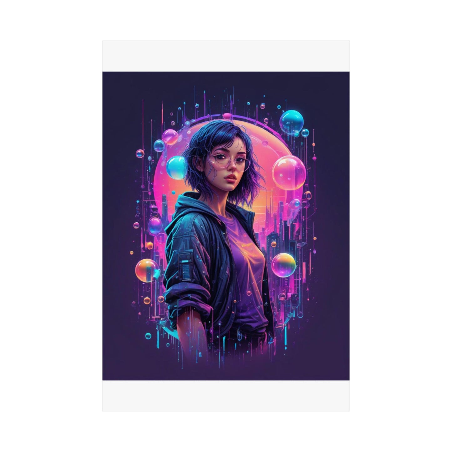 Vertical Posters - Bubble City Vibrant Futuristic Magical Design