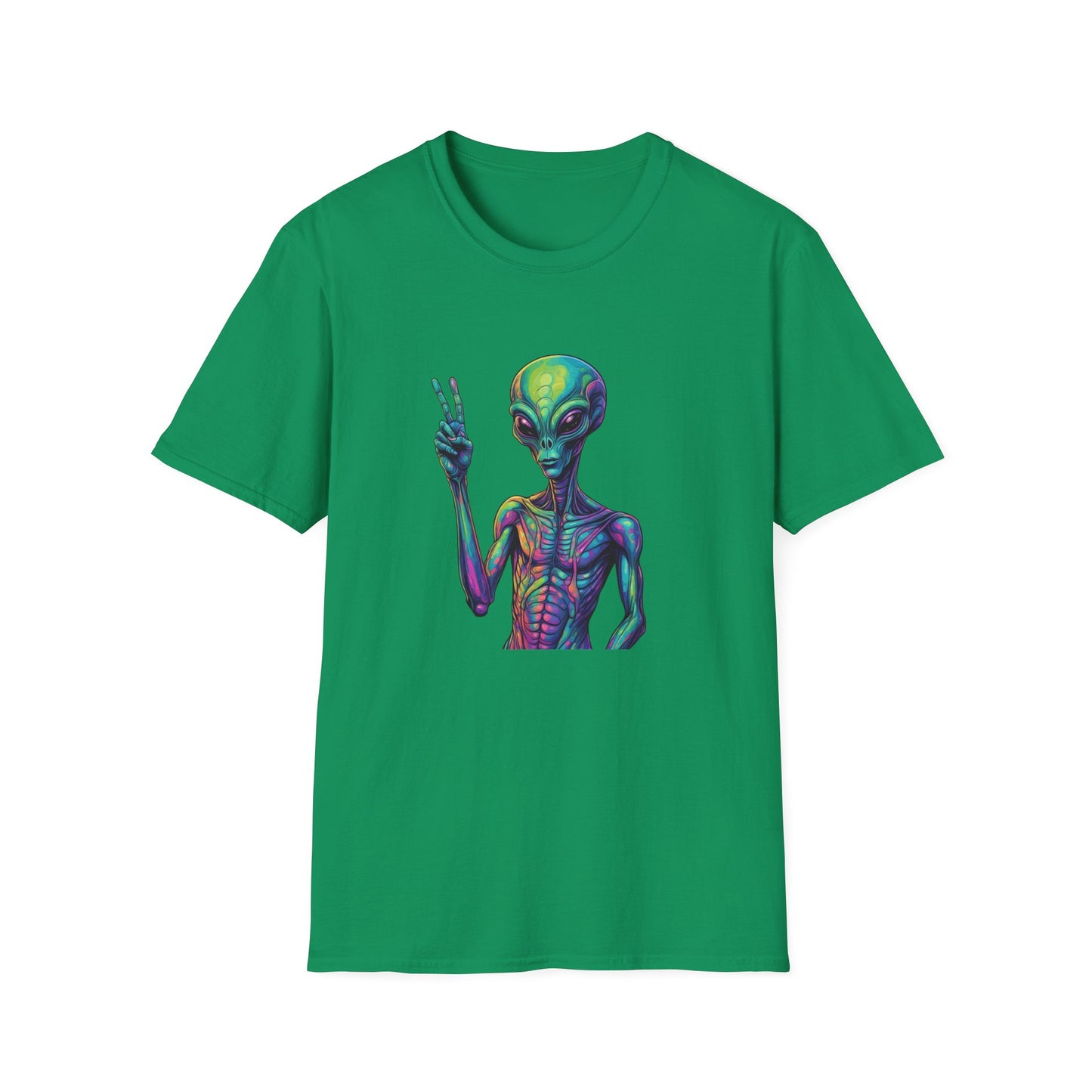 Colorful Alien Graphic Unisex T-Shirt, Retro Tee for UFO Lovers, Space Aesthetic Shirt, Cute Gift for Sci-Fi Fans, Fun Casual Wear