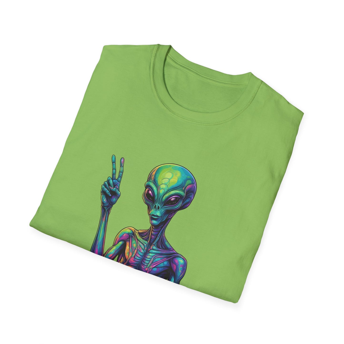Colorful Alien Graphic Unisex T-Shirt, Retro Tee for UFO Lovers, Space Aesthetic Shirt, Cute Gift for Sci-Fi Fans, Fun Casual Wear