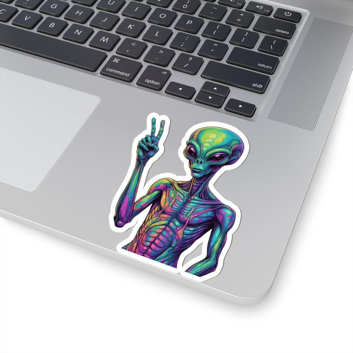 Vibrant Alien Kiss-Cut Stickers, Fun Alien Decor, Laptop Stickers, Cool Gift Ideas, Unique Art Stickers, Quirky Home Accessories