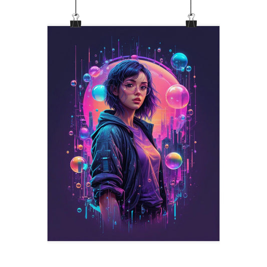 Vertical Posters - Bubble City Vibrant Futuristic Magical Design