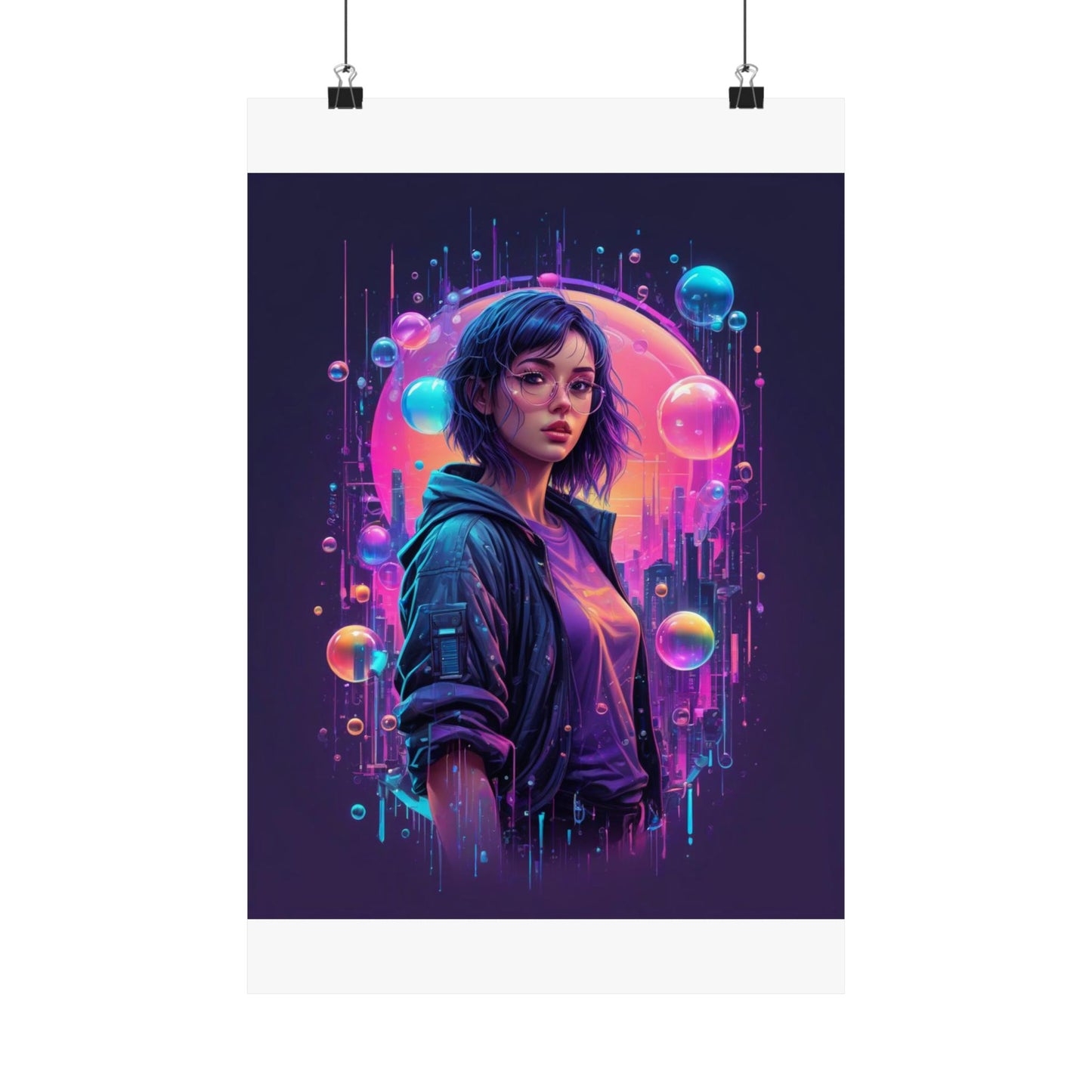 Vertical Posters - Bubble City Vibrant Futuristic Magical Design