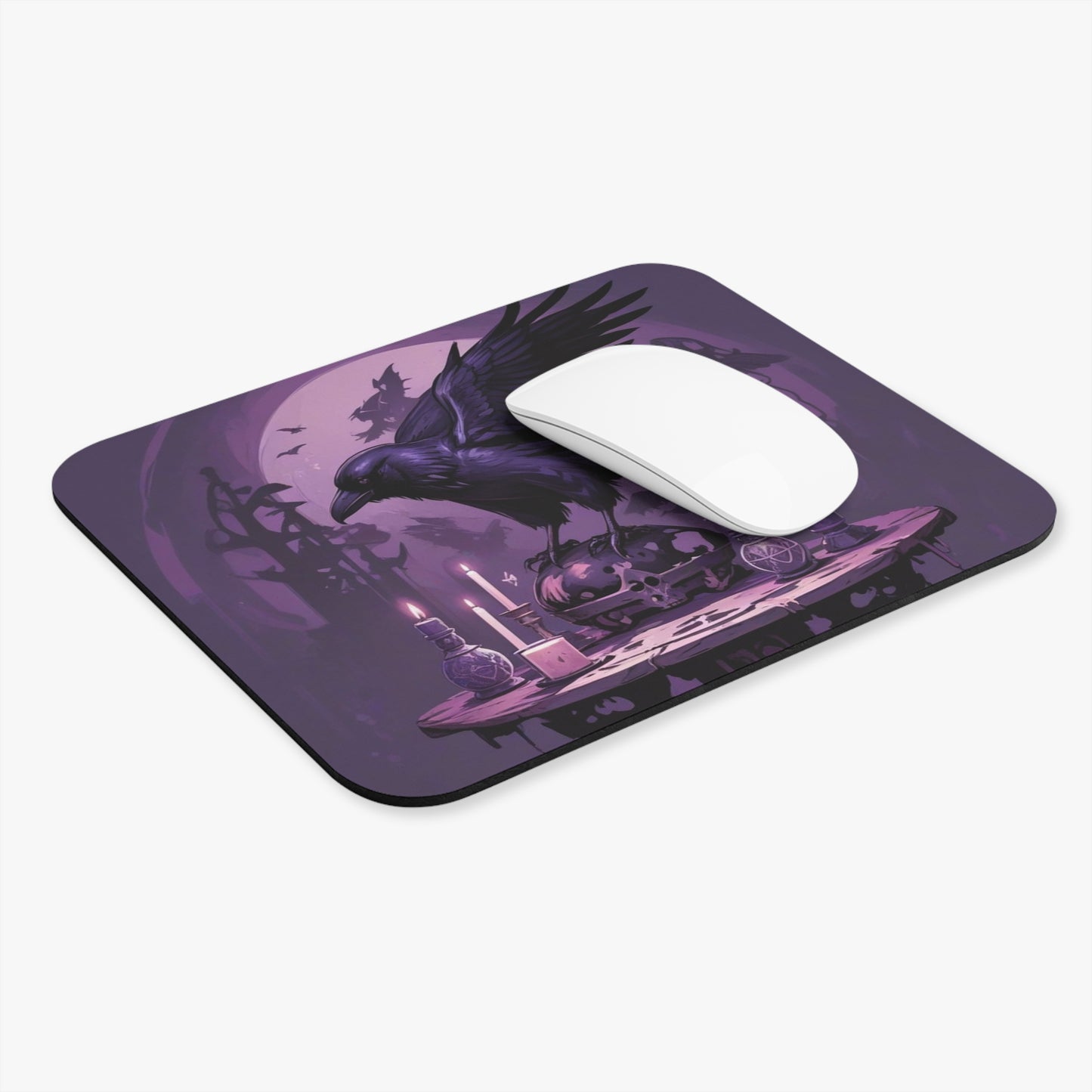 Mystical Raven Mouse Pad, Esoteric Desktop Accessory, Goth Home Office Decor, Halloween Gift, Magical Computer Mat, Witchy Office Supply