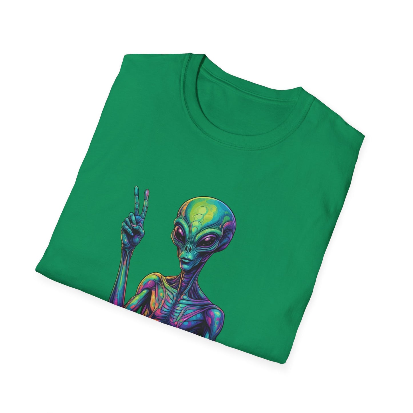 Colorful Alien Graphic Unisex T-Shirt, Retro Tee for UFO Lovers, Space Aesthetic Shirt, Cute Gift for Sci-Fi Fans, Fun Casual Wear