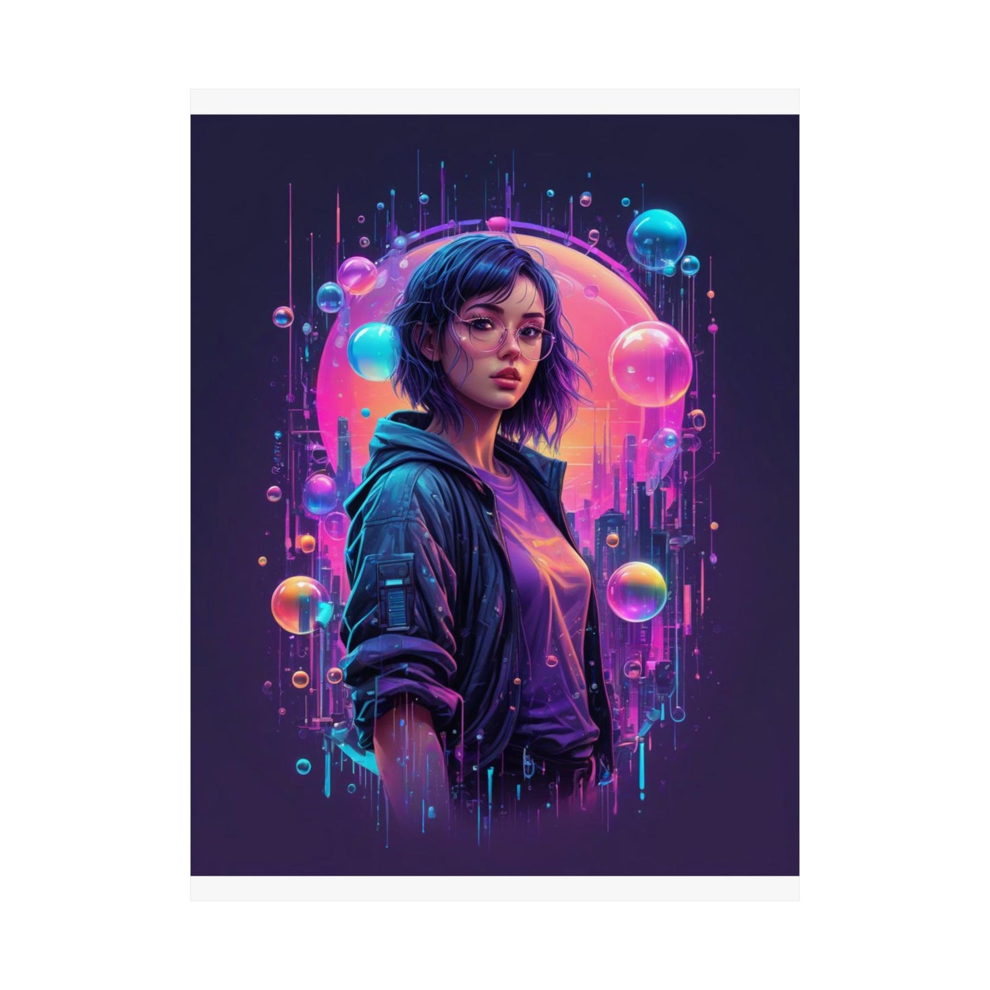 Vertical Posters - Bubble City Vibrant Futuristic Magical Design