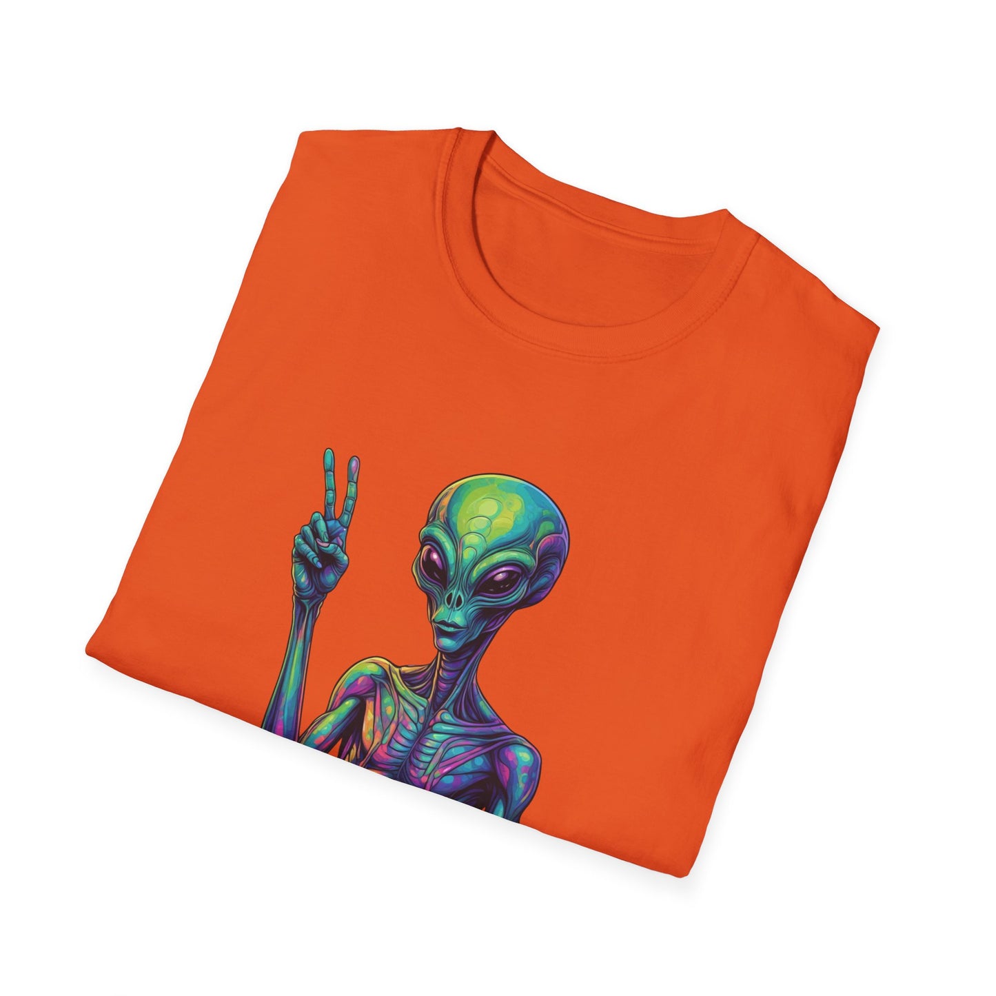 Colorful Alien Graphic Unisex T-Shirt, Retro Tee for UFO Lovers, Space Aesthetic Shirt, Cute Gift for Sci-Fi Fans, Fun Casual Wear