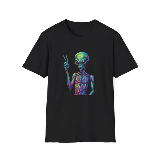 Colorful Alien Graphic Unisex T-Shirt, Retro Tee for UFO Lovers, Space Aesthetic Shirt, Cute Gift for Sci-Fi Fans, Fun Casual Wear