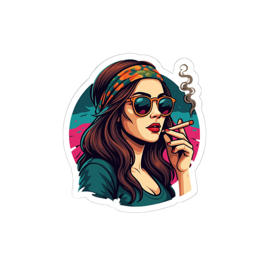 Hippie Chick Kiss-Cut Stickers for Boho Vibe and Retro Style
