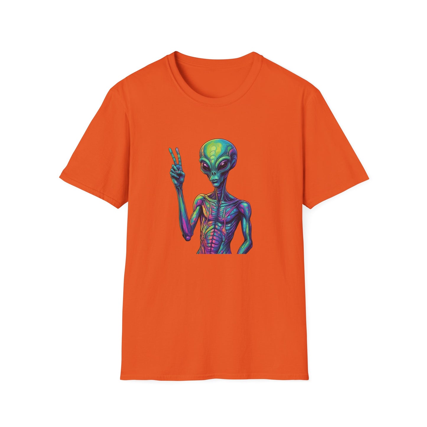 Colorful Alien Graphic Unisex T-Shirt, Retro Tee for UFO Lovers, Space Aesthetic Shirt, Cute Gift for Sci-Fi Fans, Fun Casual Wear