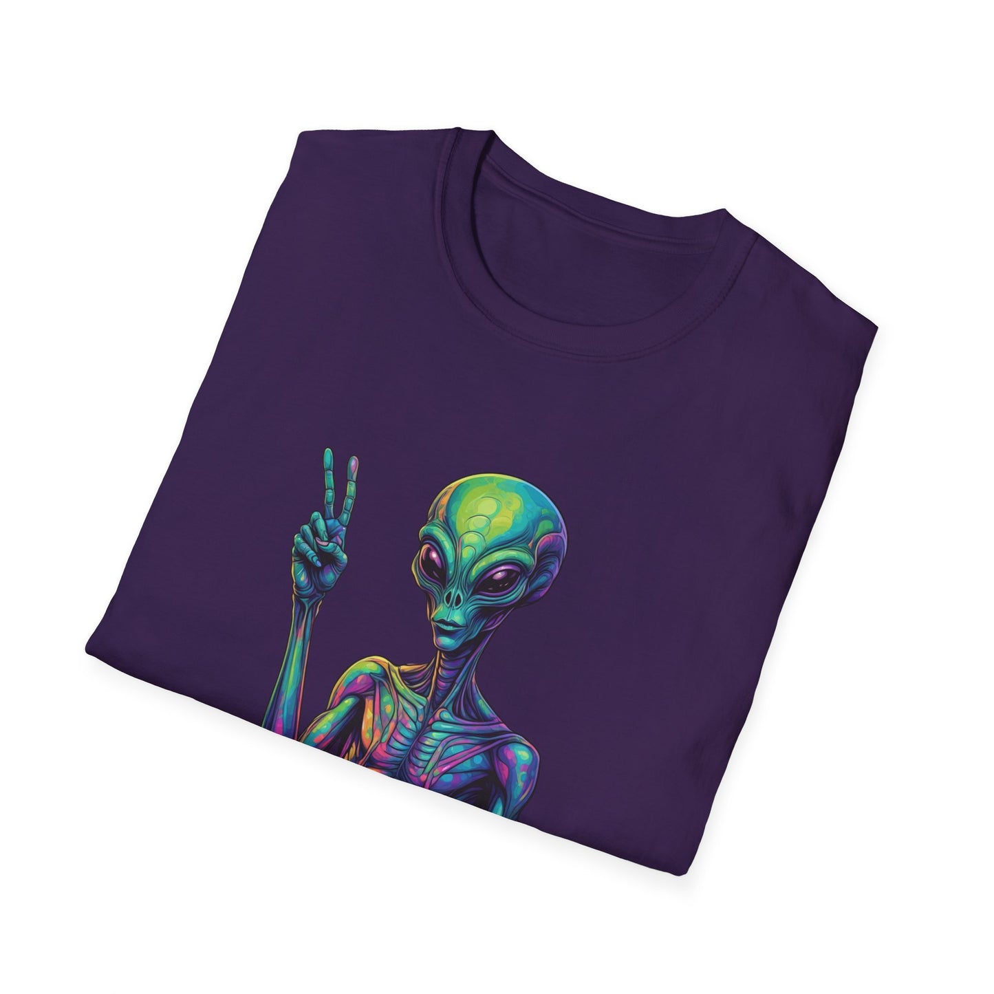 Colorful Alien Graphic Unisex T-Shirt, Retro Tee for UFO Lovers, Space Aesthetic Shirt, Cute Gift for Sci-Fi Fans, Fun Casual Wear