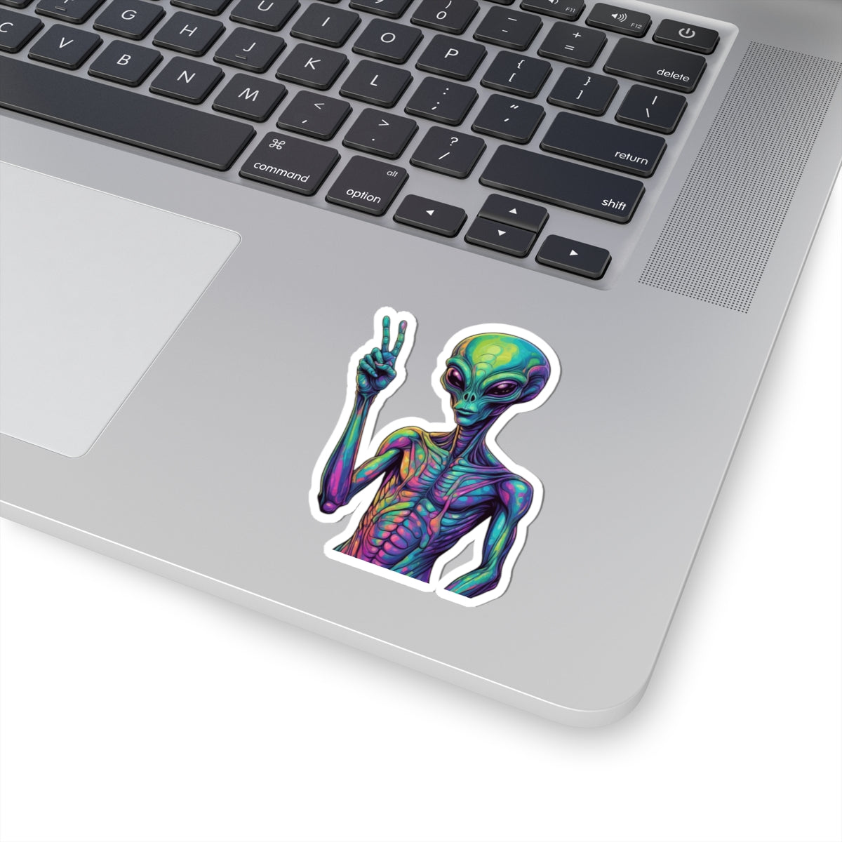 Vibrant Alien Kiss-Cut Stickers, Fun Alien Decor, Laptop Stickers, Cool Gift Ideas, Unique Art Stickers, Quirky Home Accessories