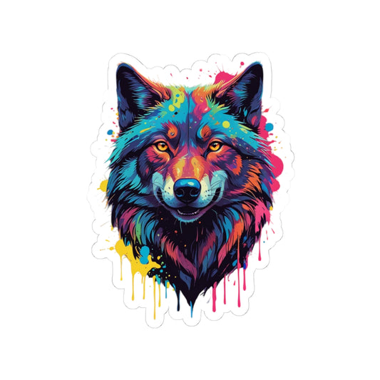 Vibrant Wolf Kiss-Cut Stickers | Colorful Decals for Laptops, Journals, Water Bottles, Gifts, Art Decor