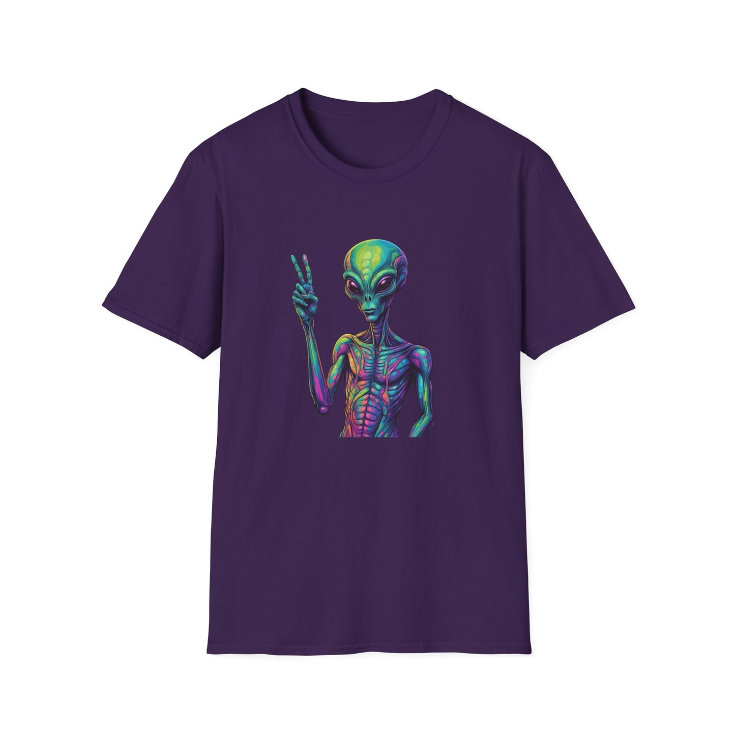 Colorful Alien Graphic Unisex T-Shirt, Retro Tee for UFO Lovers, Space Aesthetic Shirt, Cute Gift for Sci-Fi Fans, Fun Casual Wear