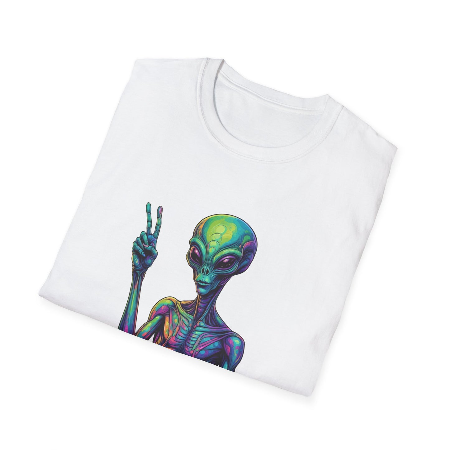 Colorful Alien Graphic Unisex T-Shirt, Retro Tee for UFO Lovers, Space Aesthetic Shirt, Cute Gift for Sci-Fi Fans, Fun Casual Wear