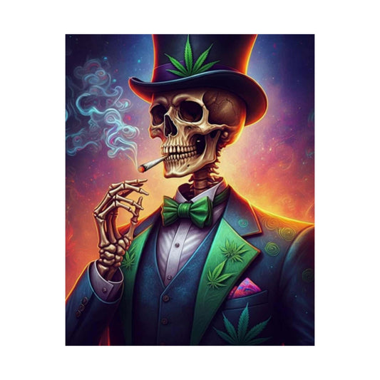 Stylish Skeleton Wall Art, Vintage Vibes, Cannabis Decor, Perfect for Parties, Halloween, Bar Decorations, Unique Artwork
