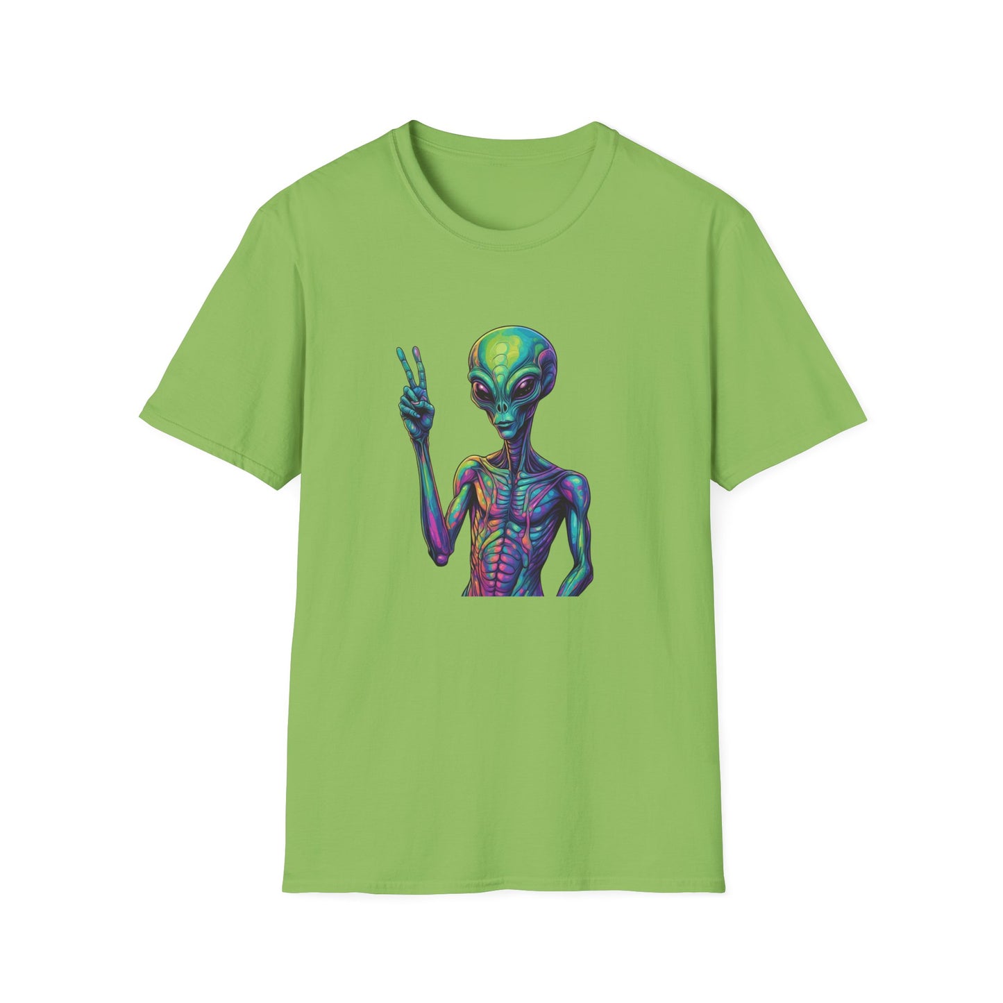 Colorful Alien Graphic Unisex T-Shirt, Retro Tee for UFO Lovers, Space Aesthetic Shirt, Cute Gift for Sci-Fi Fans, Fun Casual Wear