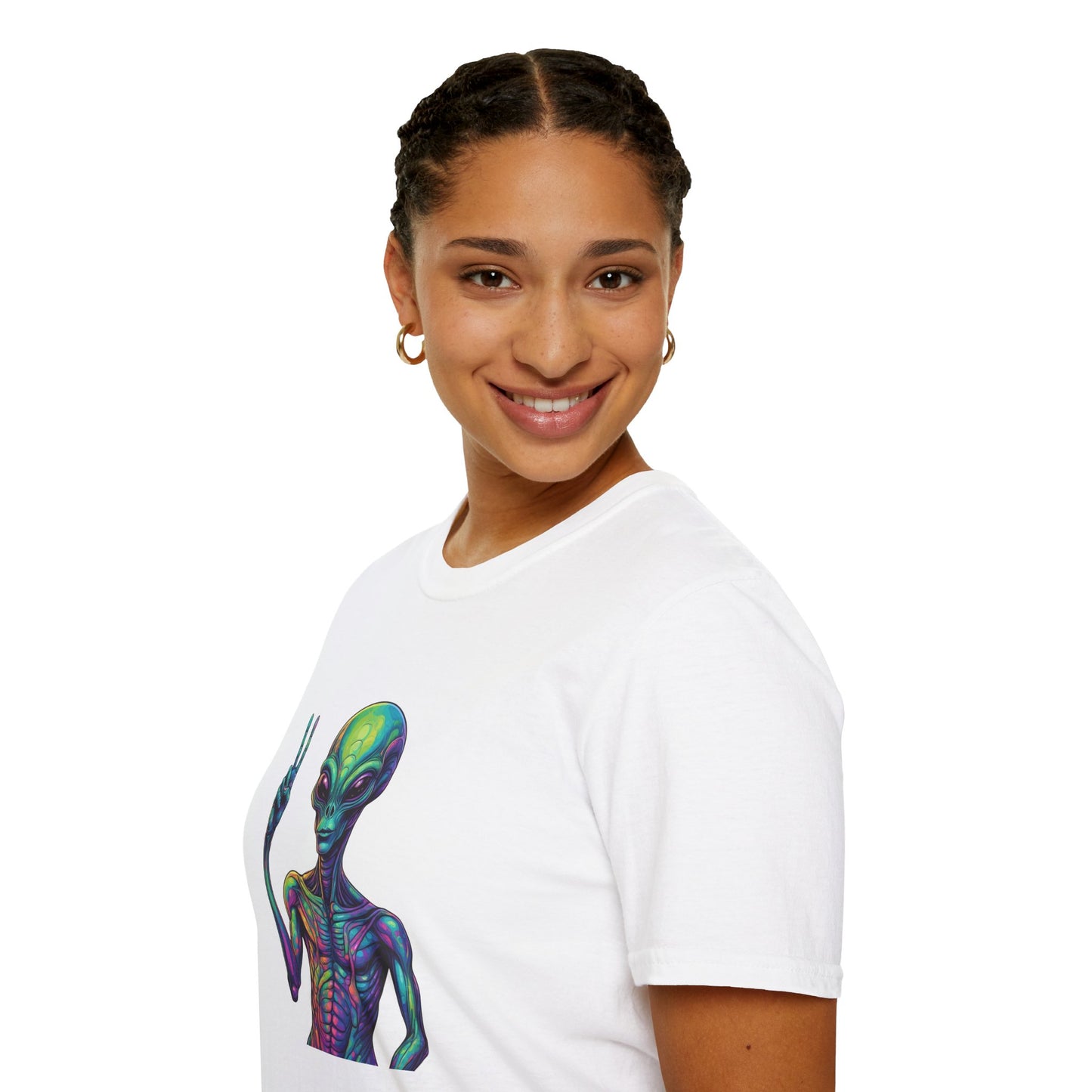 Colorful Alien Graphic Unisex T-Shirt, Retro Tee for UFO Lovers, Space Aesthetic Shirt, Cute Gift for Sci-Fi Fans, Fun Casual Wear