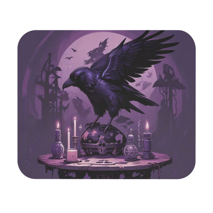 Mystical Raven Mouse Pad, Esoteric Desktop Accessory, Goth Home Office Decor, Halloween Gift, Magical Computer Mat, Witchy Office Supply