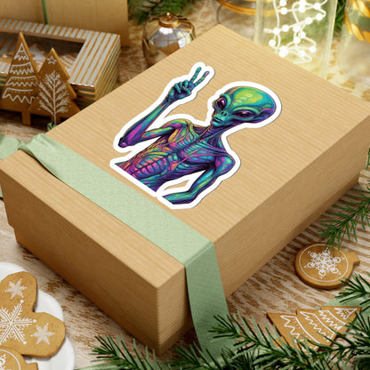 Vibrant Alien Kiss-Cut Stickers, Fun Alien Decor, Laptop Stickers, Cool Gift Ideas, Unique Art Stickers, Quirky Home Accessories