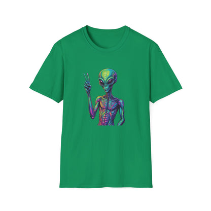 Colorful Alien Graphic Unisex T-Shirt, Retro Tee for UFO Lovers, Space Aesthetic Shirt, Cute Gift for Sci-Fi Fans, Fun Casual Wear