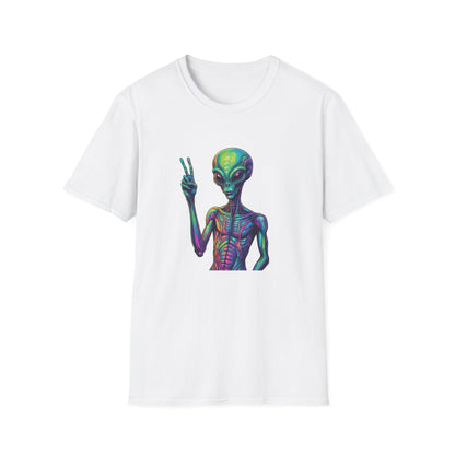 Colorful Alien Graphic Unisex T-Shirt, Retro Tee for UFO Lovers, Space Aesthetic Shirt, Cute Gift for Sci-Fi Fans, Fun Casual Wear