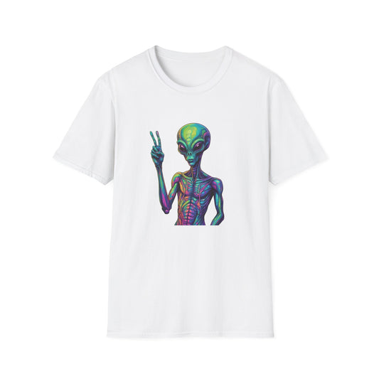 Colorful Alien Graphic Unisex T-Shirt, Retro Tee for UFO Lovers, Space Aesthetic Shirt, Cute Gift for Sci-Fi Fans, Fun Casual Wear