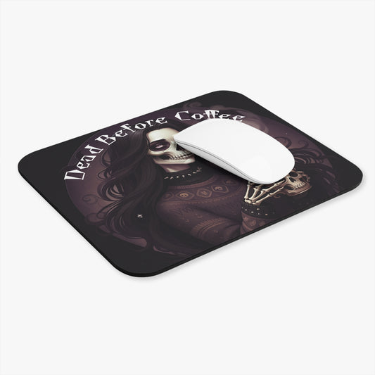 Gothic Mouse Pad - Dead Before Coffee Design, Unique Desk Accessory, Halloween Gift, Coffee Lover Decor, Spooky Office Supplies