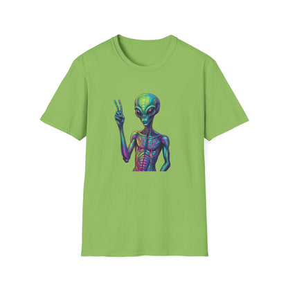 Colorful Alien Graphic Unisex T-Shirt, Retro Tee for UFO Lovers, Space Aesthetic Shirt, Cute Gift for Sci-Fi Fans, Fun Casual Wear